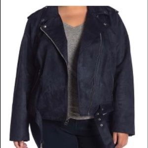Navy Suede Moto Jacket